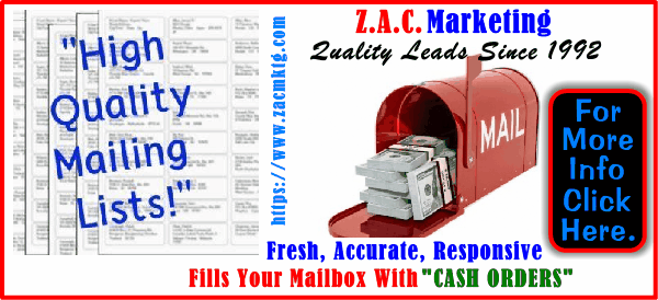 ZAC Marketing High Quality Mailing Lists